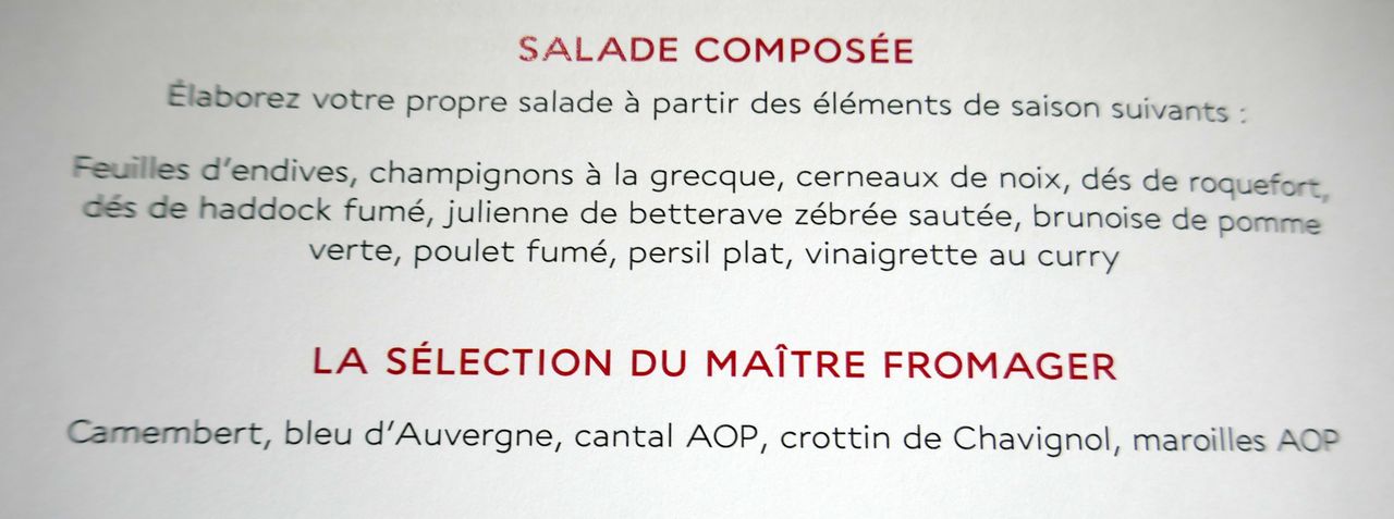 photo fr189 cdg sfo premiere af 140 djeuner salade fromage
